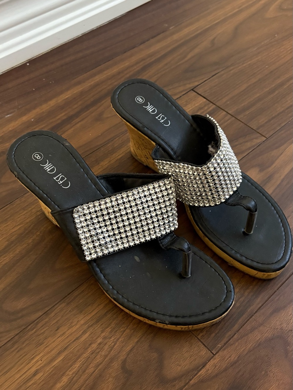 Crystal-Trim Black Wedge Platforms by
